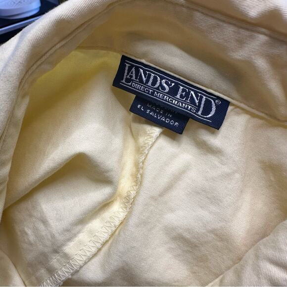 Lands End VTG Women’s Yellow Shirt Dress Size 10 Shoulder Pads 100% Cotton Shift - Picture 6 of 13